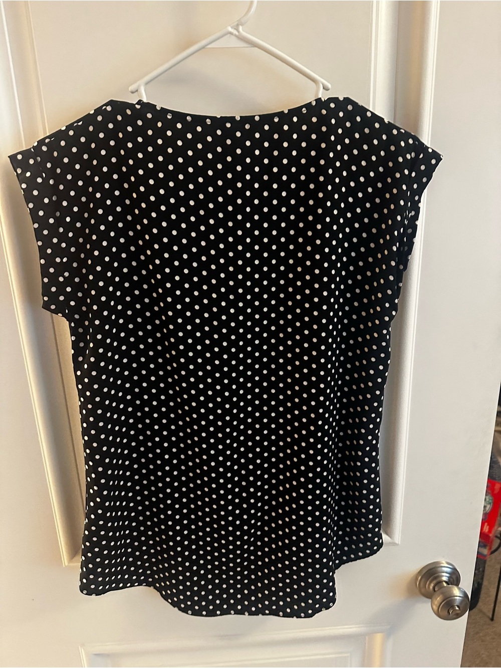 Express Black Polka Dot Zip-Front Top - Picture 12 of 16